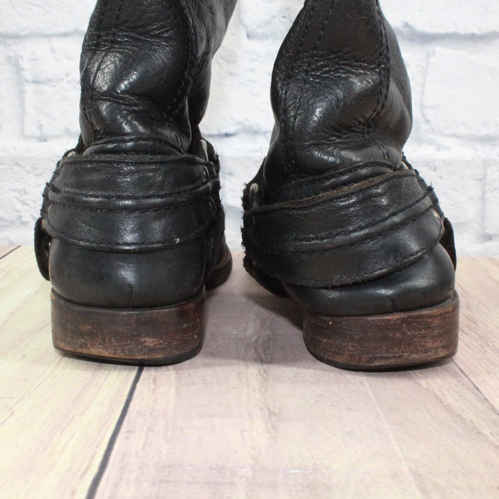 FRYE Maxine Trapunto Harness Brown Leather Motorcycle Boots Size 8 B - Picture 13 of 14